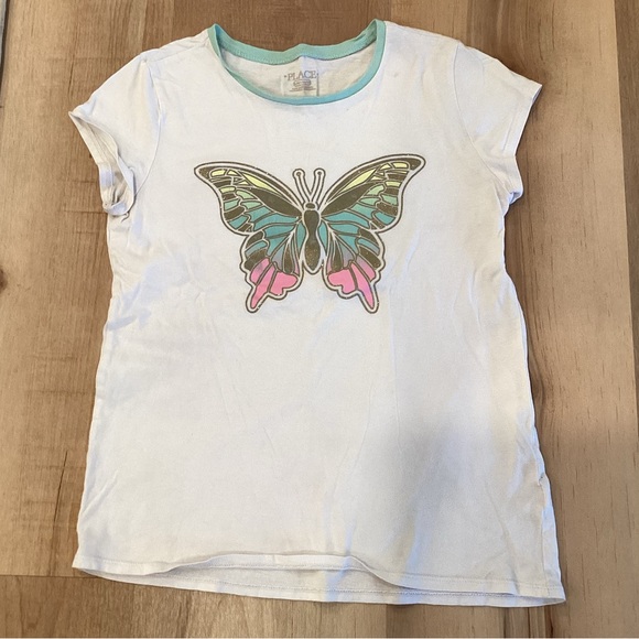 BOGO 🥳 Children’s Place glitter butterfly short sleeve T-shirt | girls L 10/12 - Picture 1 of 8